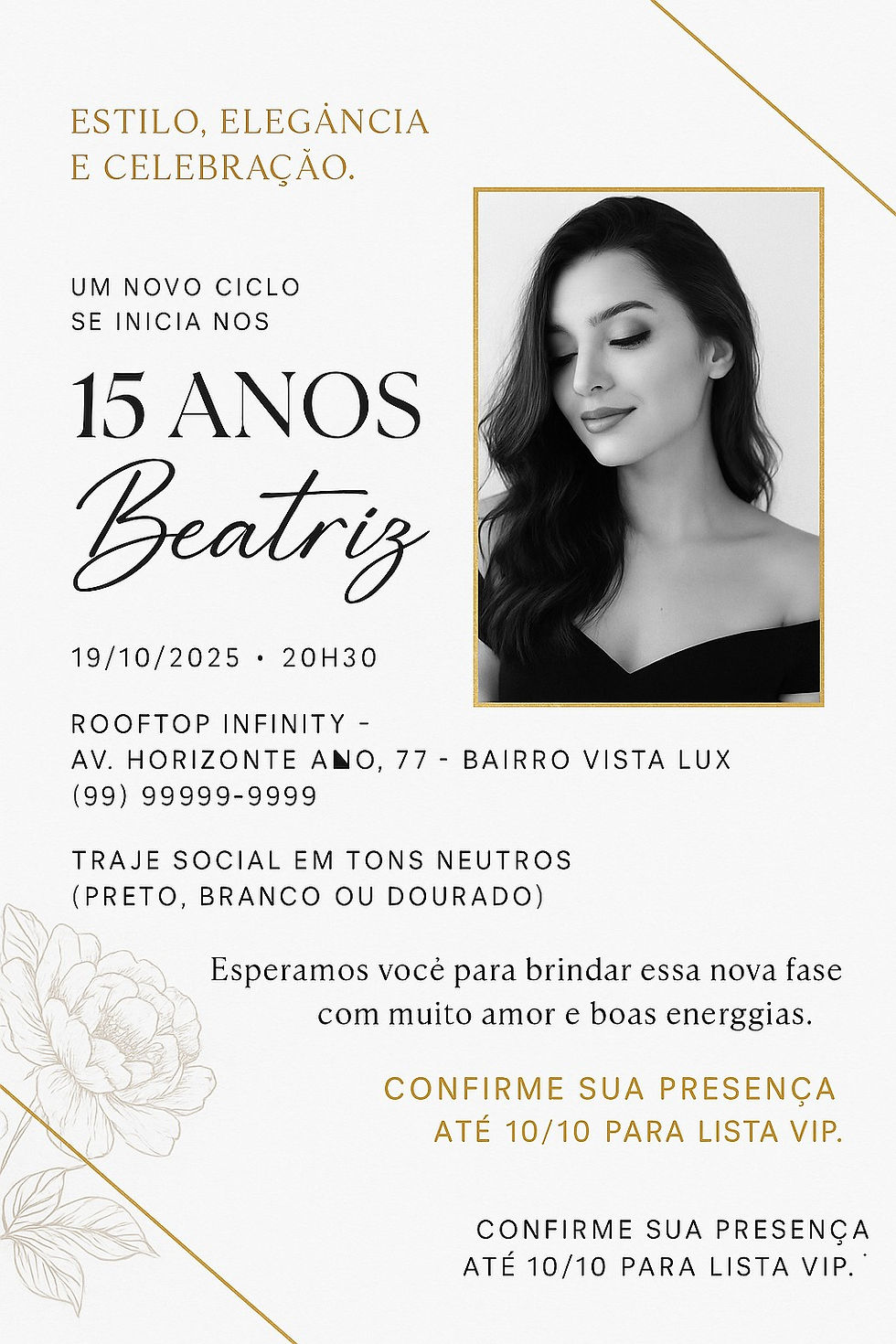 convite aniversário feminino delicado