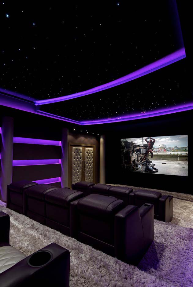 Iluminação perfeita para sala de cinema em casa