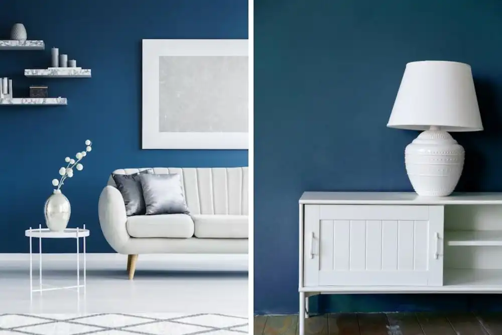 cores para sala com móveis brancos