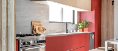 Cozinha terracota com ilha
