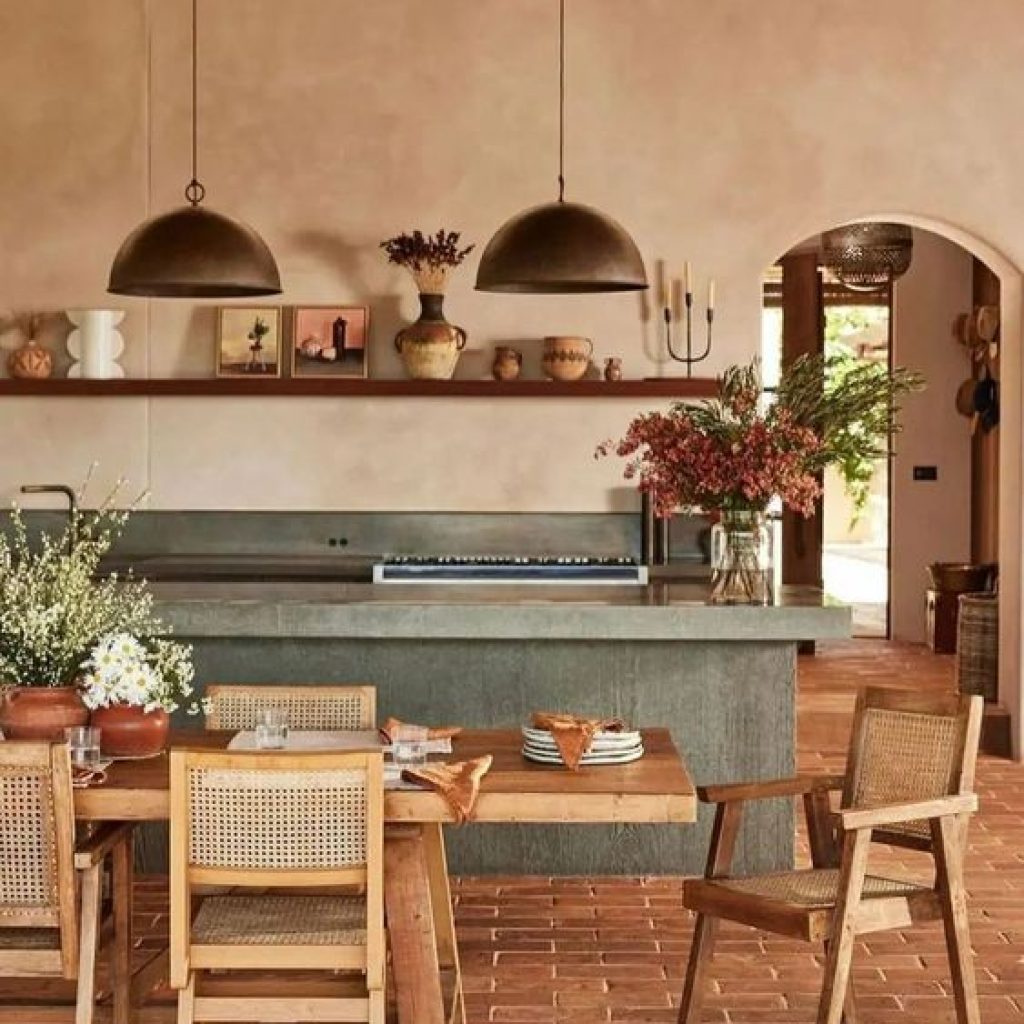 Cozinha terracota com granito