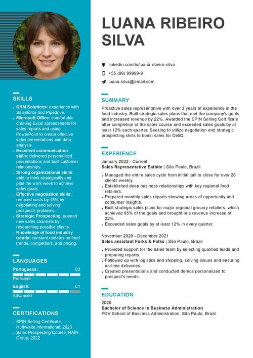 curriculo em ingles modelo