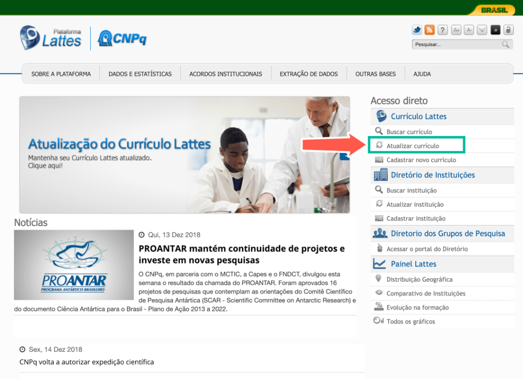 curriculo lattes como cadastrar