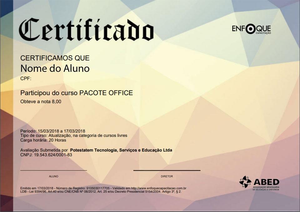 Lei cursos livres certificado