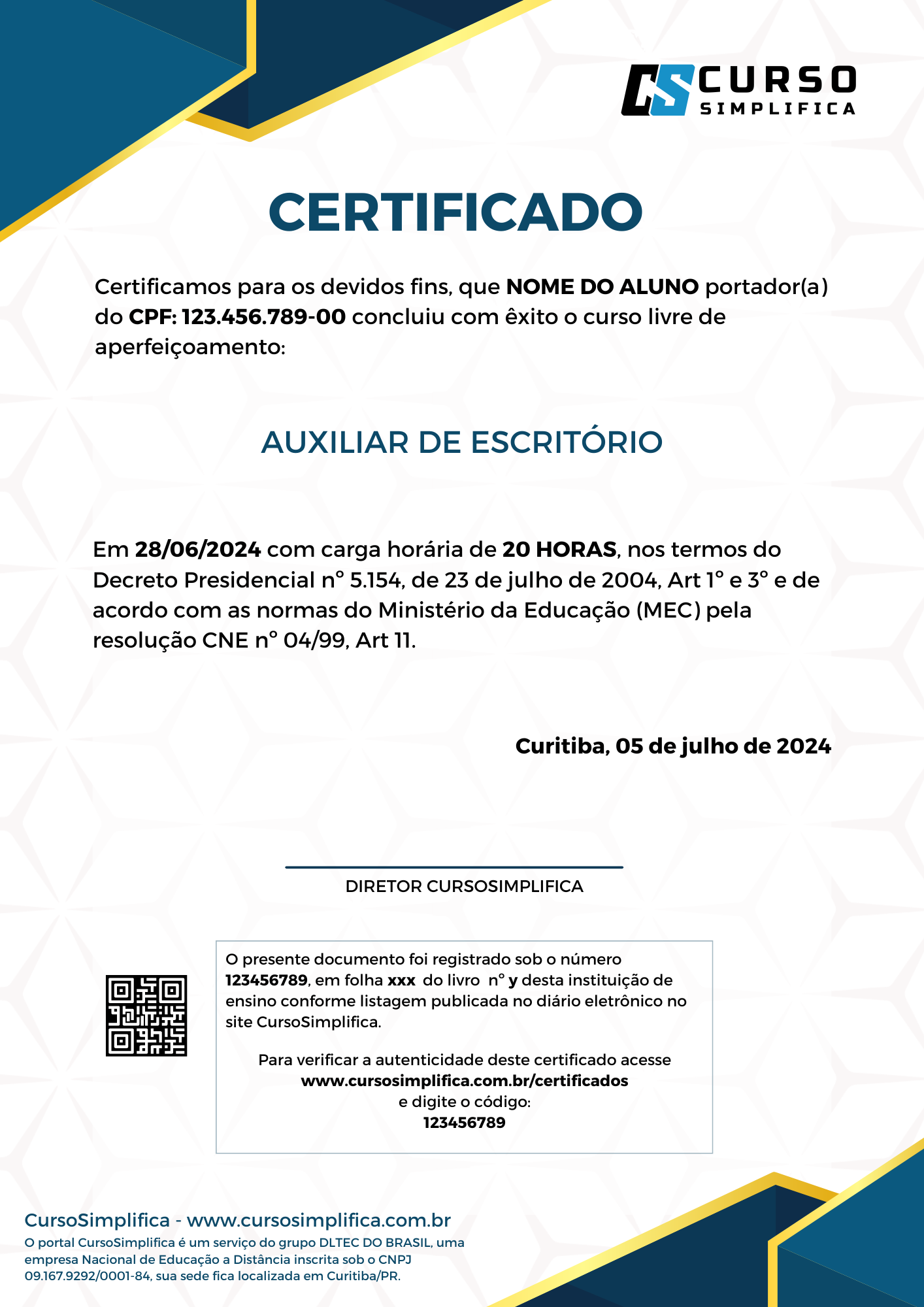 como saber se certificado de curso livre é válido