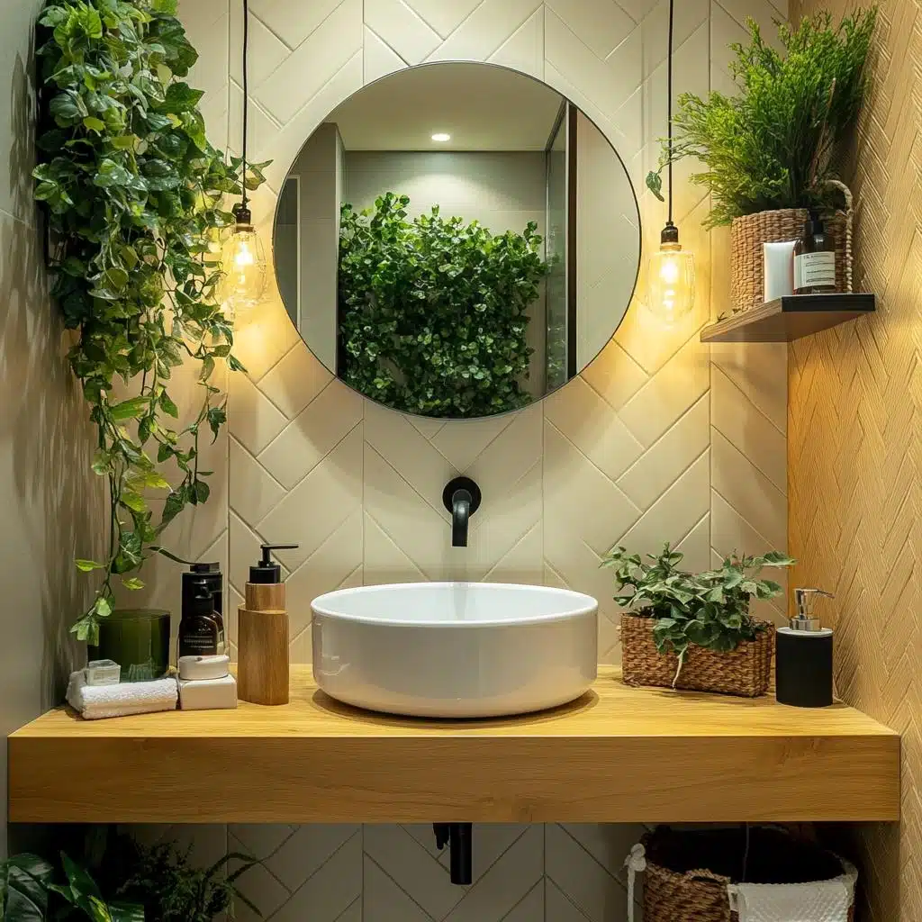 decoração de banheiro simples e bonito