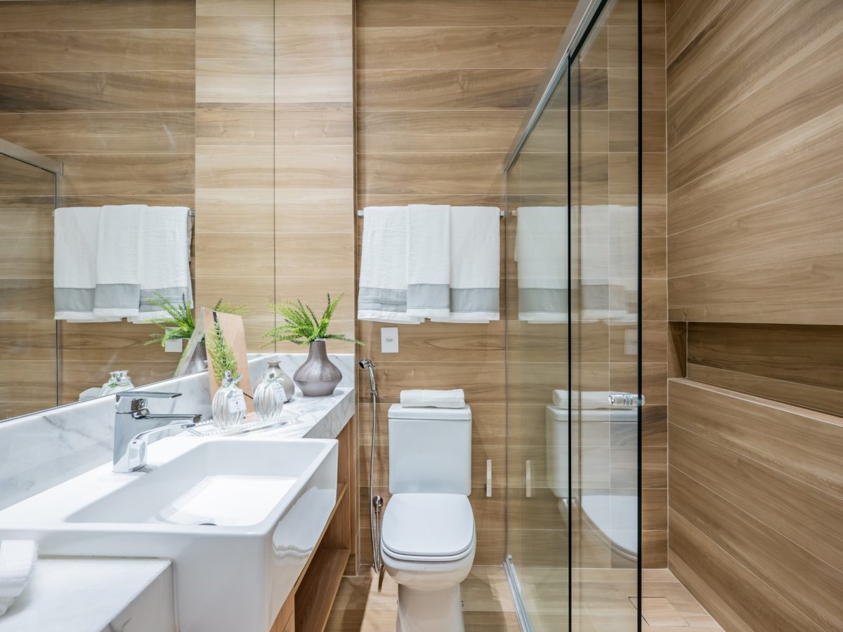 decoração de banheiro simples e bonito
