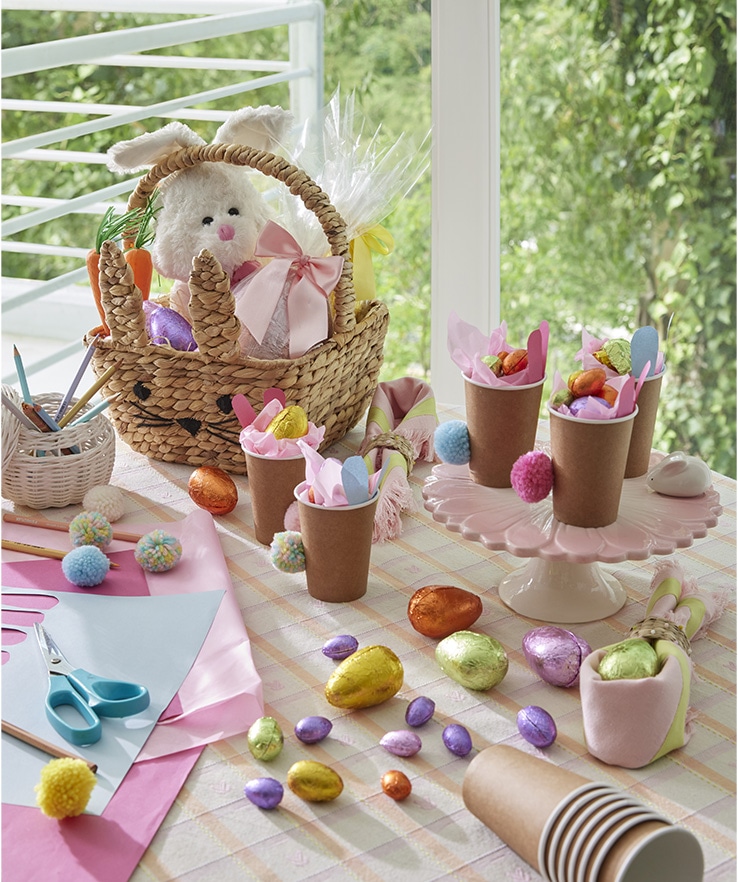 decoração de páscoa em tons pastéis