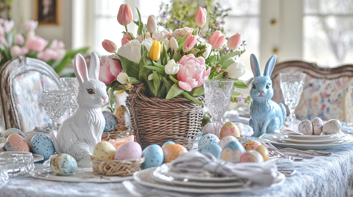 decoração de páscoa em tons pastéis