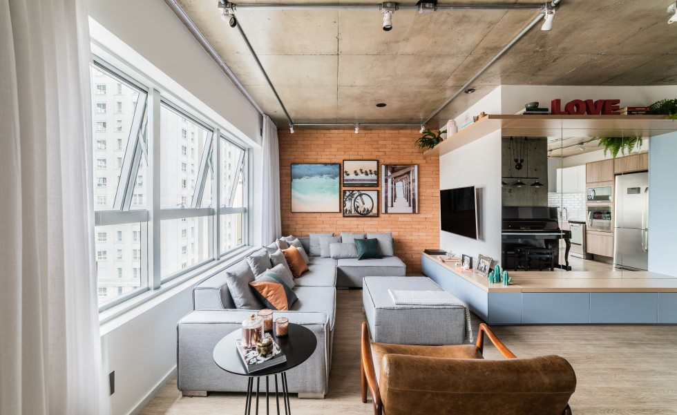 ideias decoração industrial chic apartamento pequeno