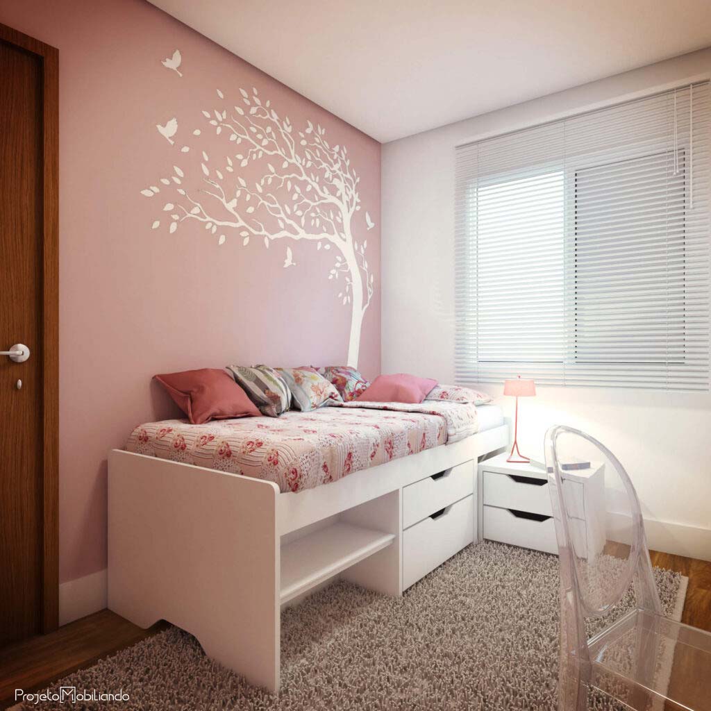 decoração quarto solteiro romântico moderno