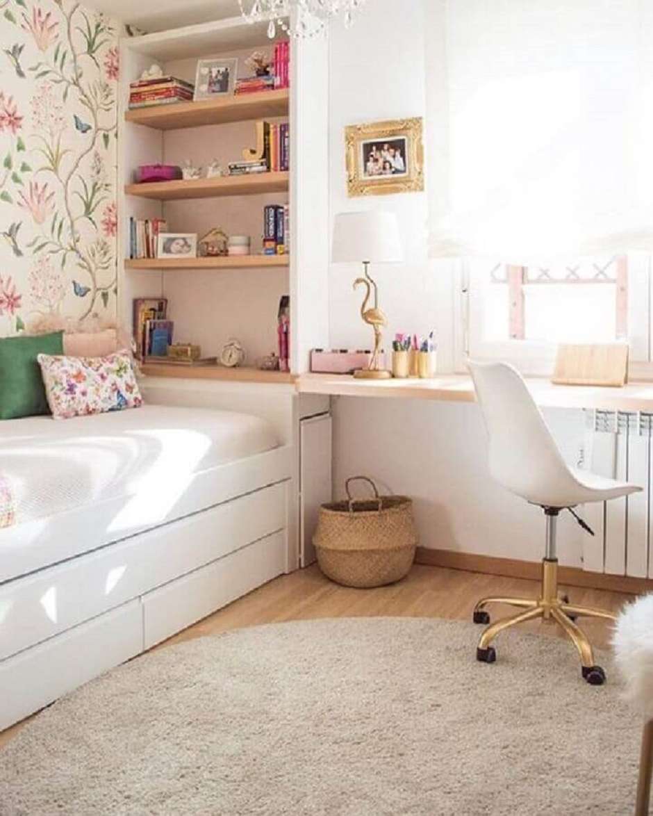 decoração quarto solteiro romântico clássico