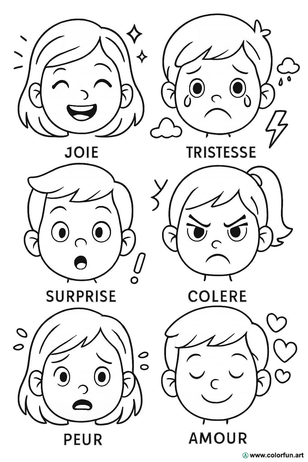 desenhos de sentimentos para imprimir