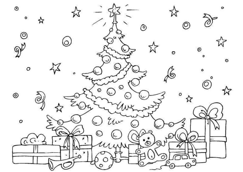 árvore de natal para colorir e imprimir grátis