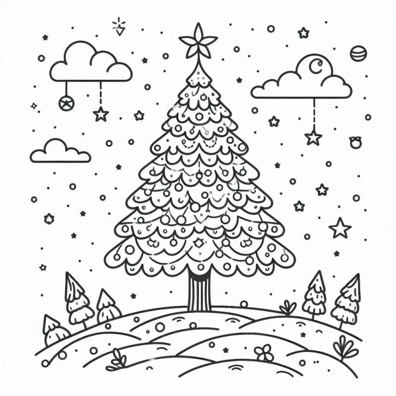 árvore de natal para colorir e imprimir grátis