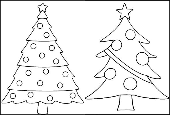 árvore de natal com enfeites para colorir