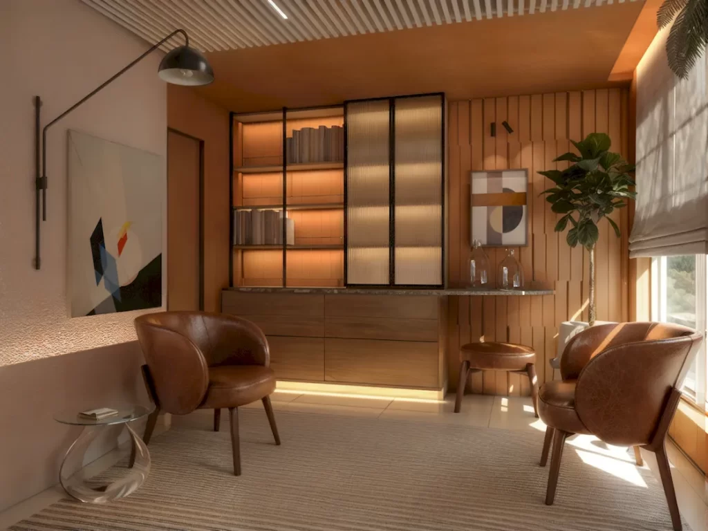 mesa suspensa ou escrivaninha tradicional para escritório pequeno