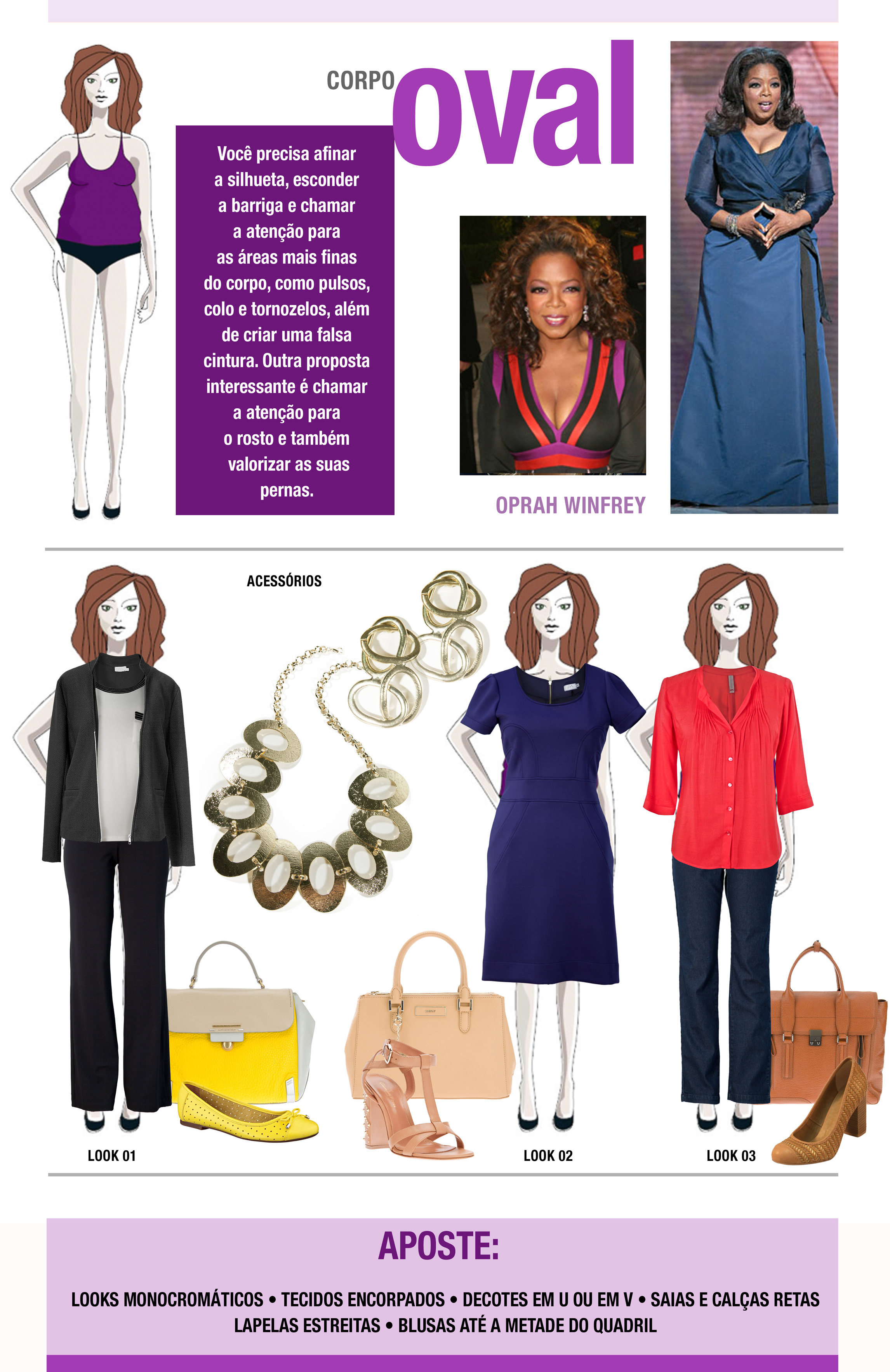 acessórios que alongam corpo oval