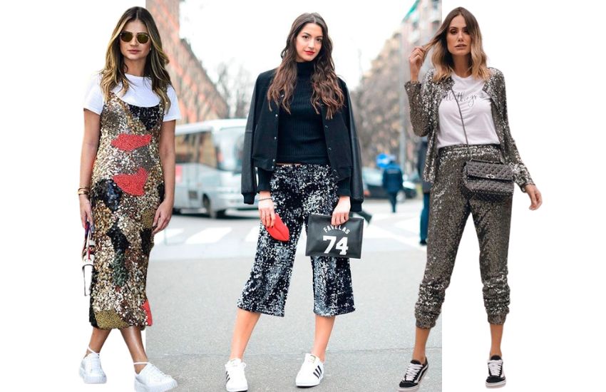 looks com paetê de dia