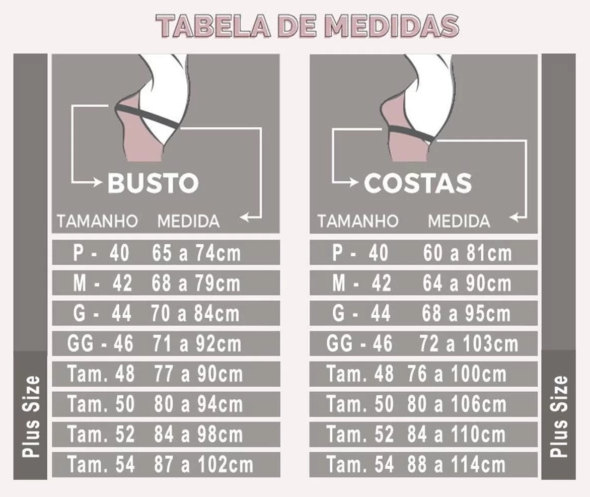 tamanho de sutiã por letra