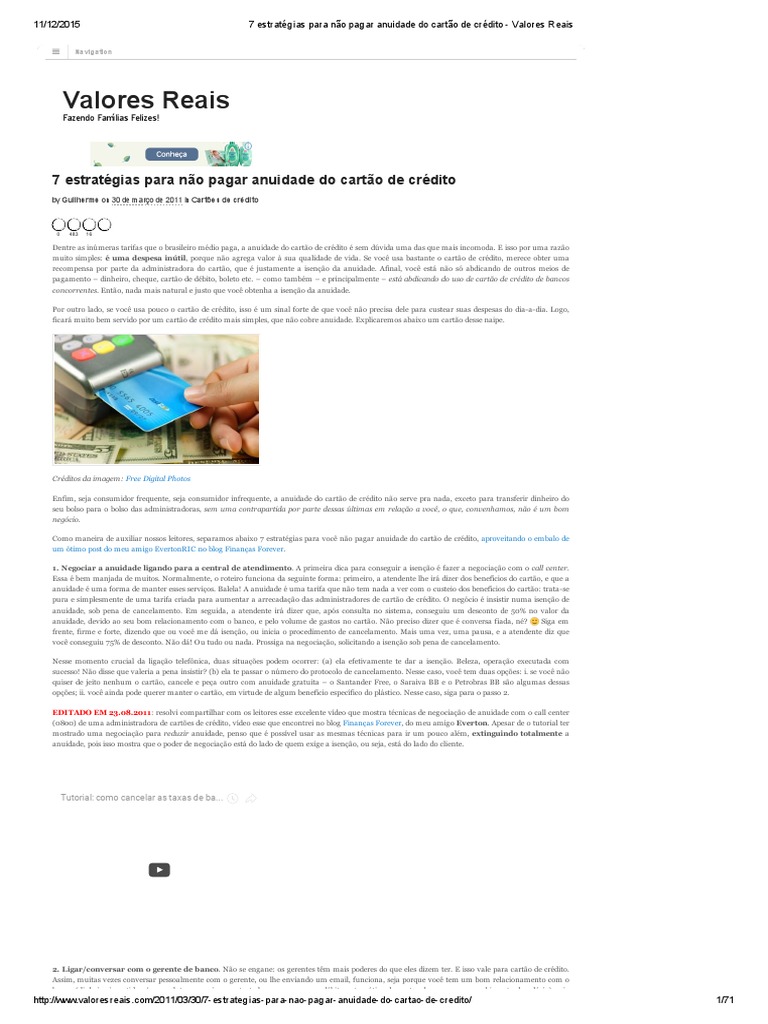 dicas para não pagar anuidade de cartão de crédito