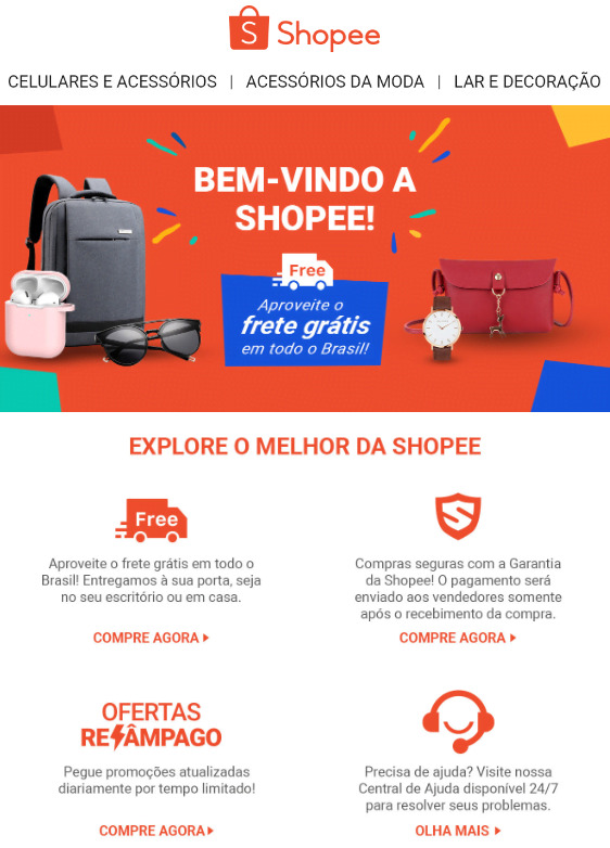 e-mail de boas-vindas e-commerce
