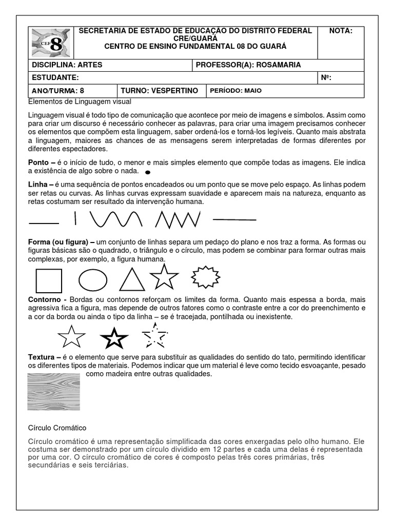 como ensinar elementos visuais