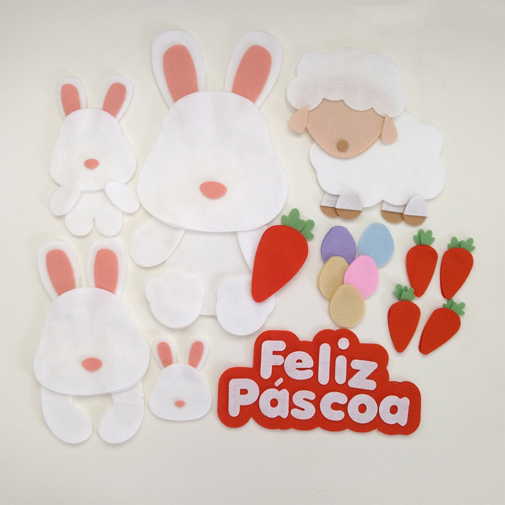 Moldes Gratuitos de Coelhinhos de Feltro para a Páscoa