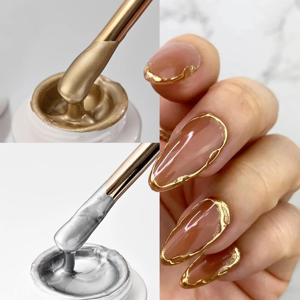 unha dourada metalizada para casamento