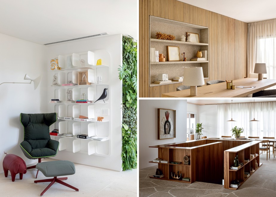 como usar estantes vazadas para dividir ambientes