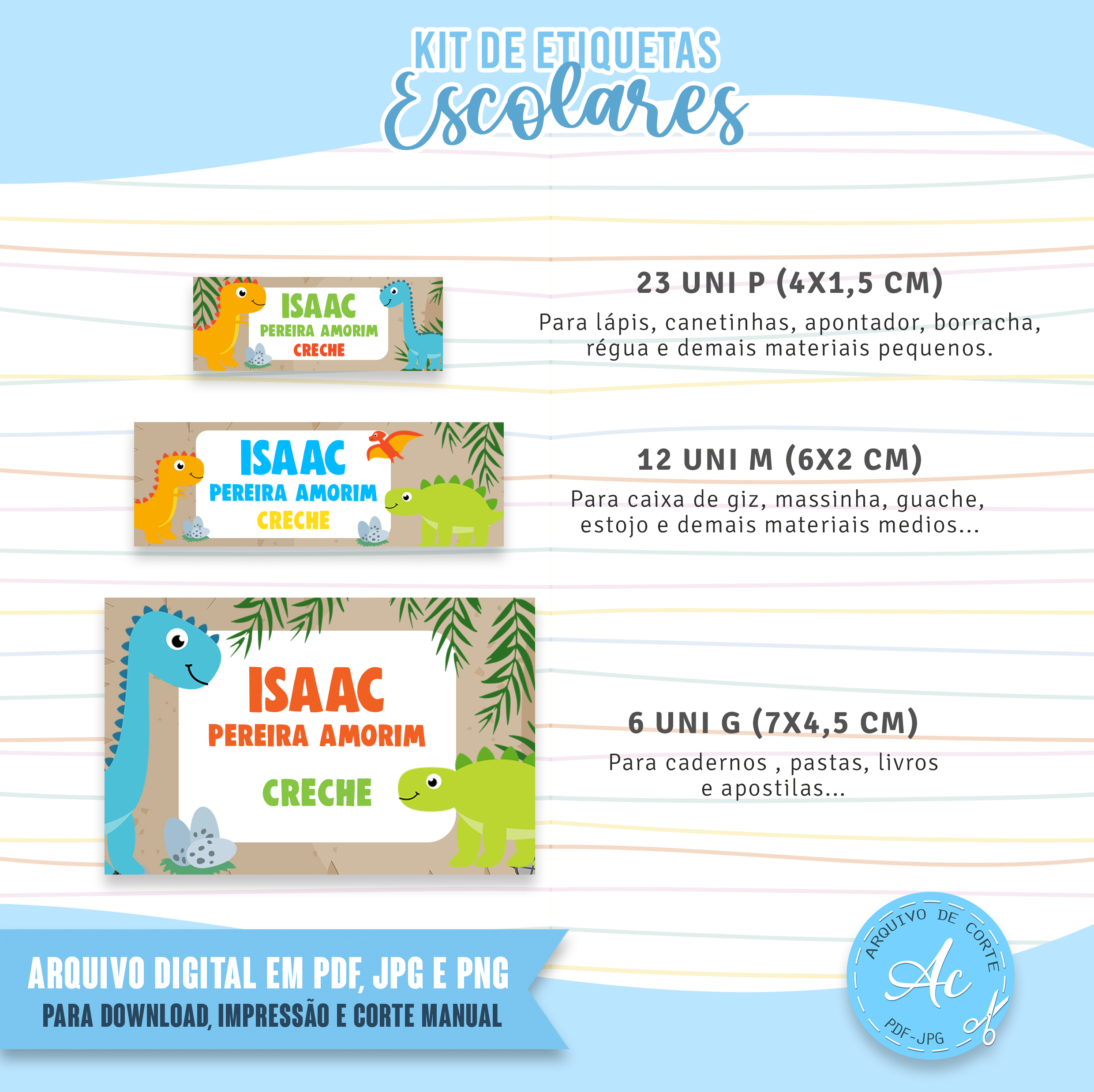 etiqueta personalizada dinossauro