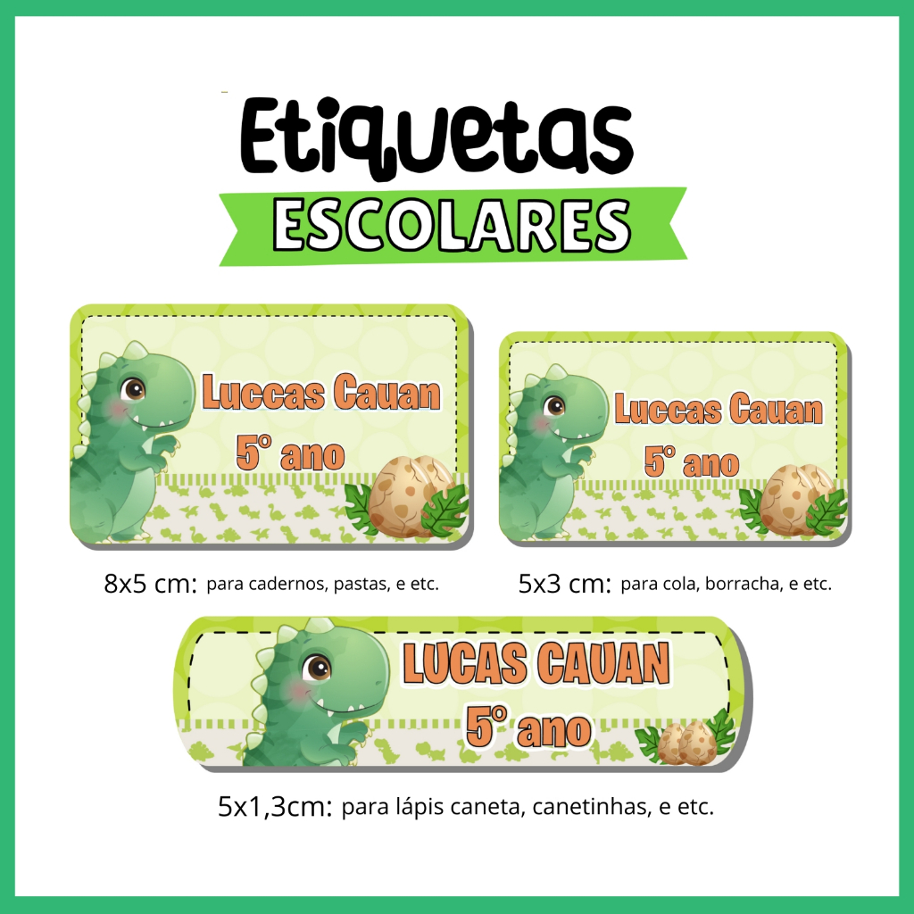 kit etiqueta escolar dinossauro