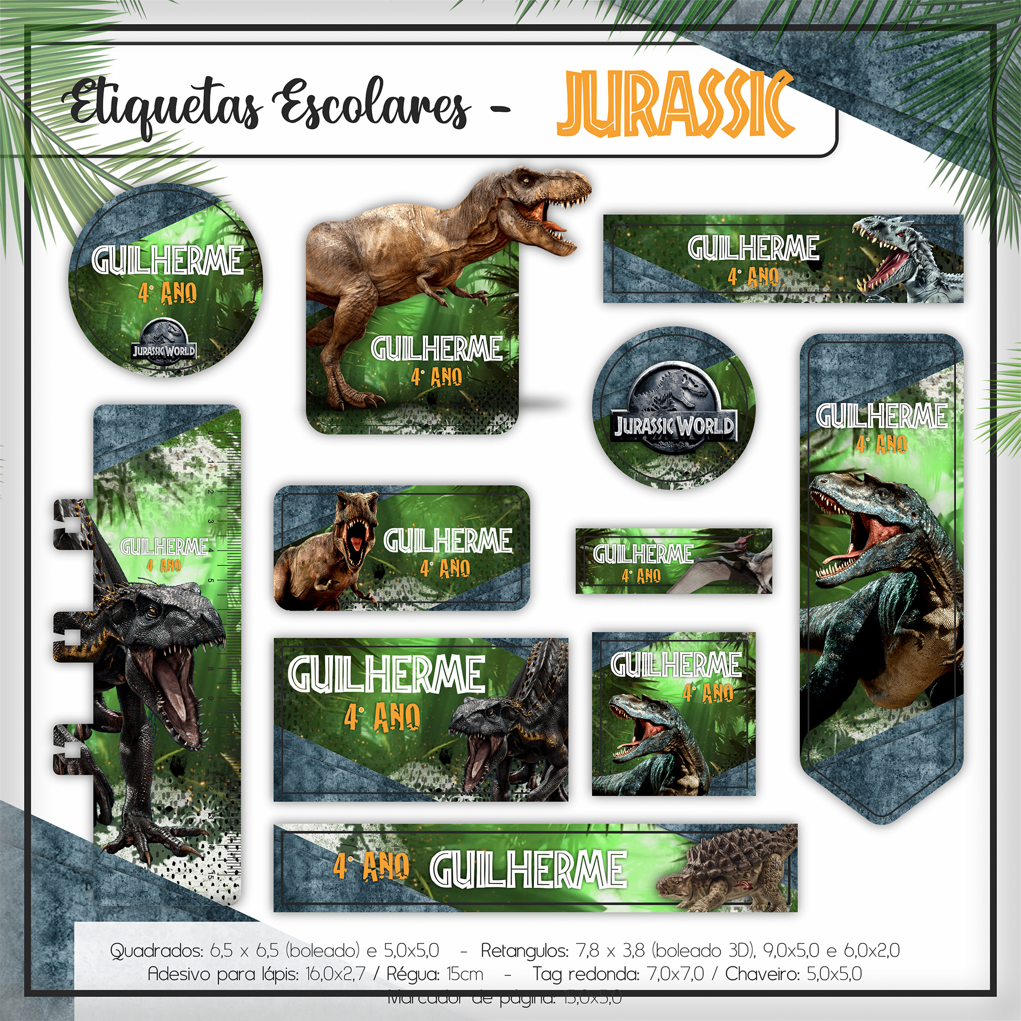 etiqueta personalizada dinossauro