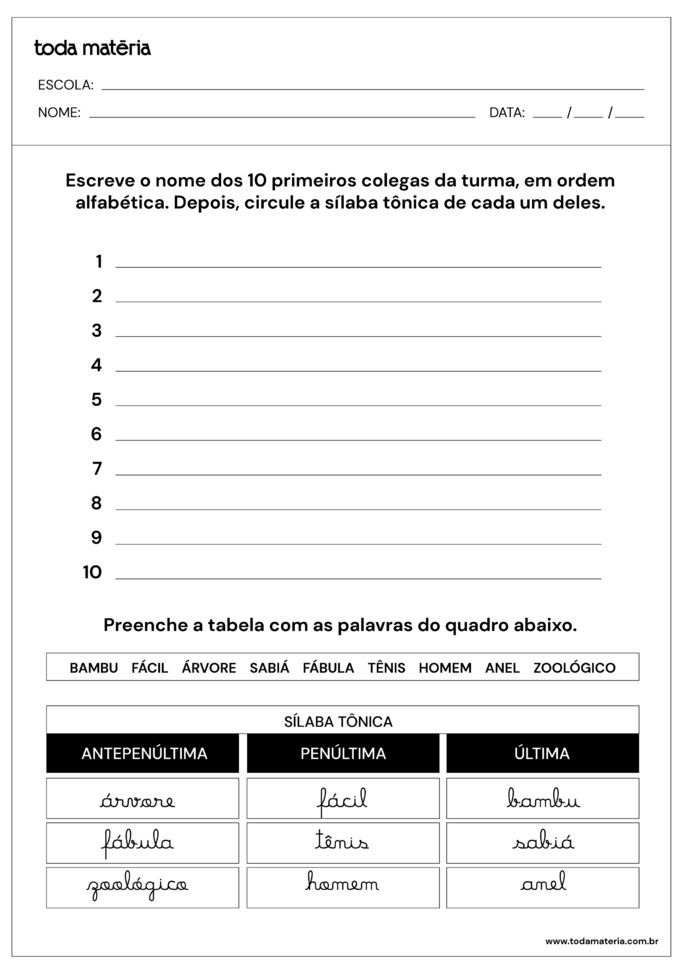exercícios 3 ano fundamental para imprimir