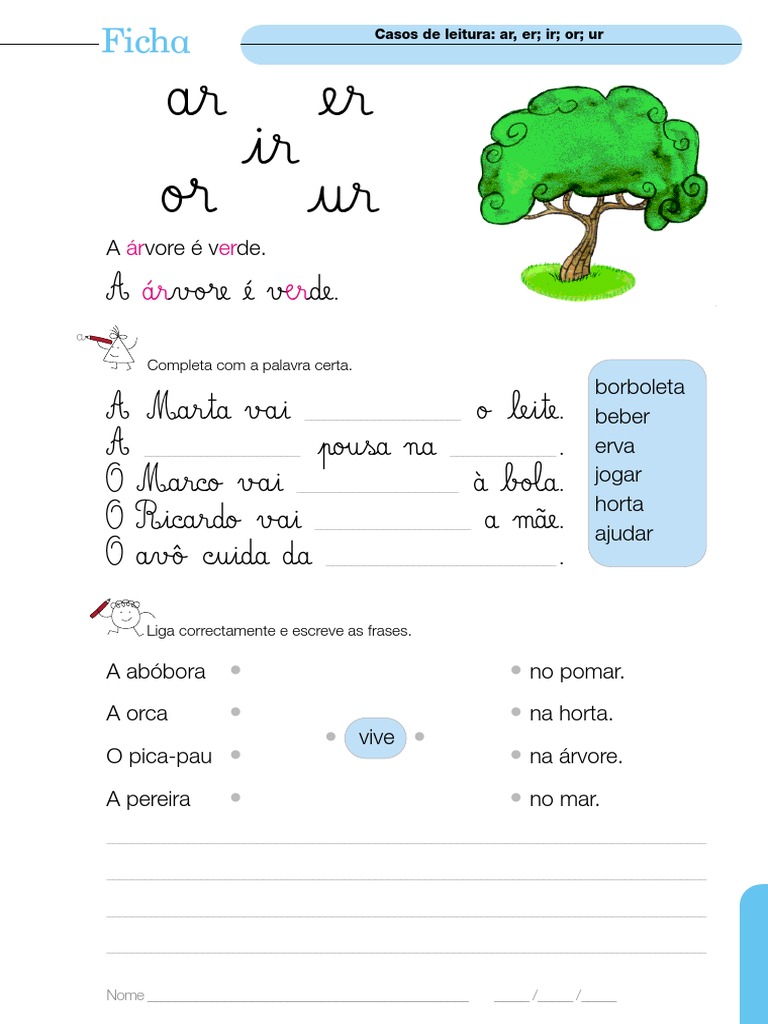 atividades com ar er ir or ur para imprimir