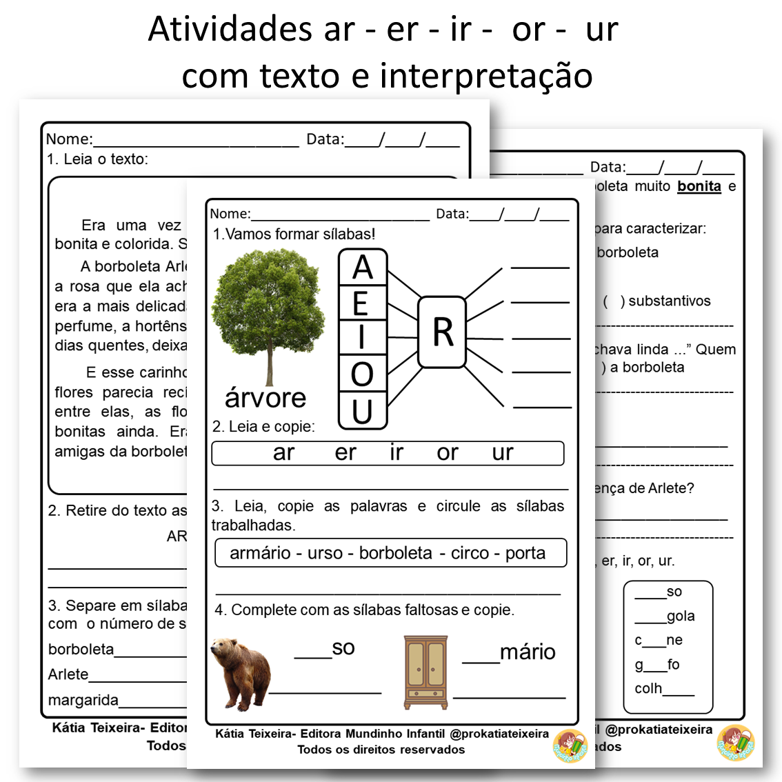 exercícios de leitura ar er ir or ur