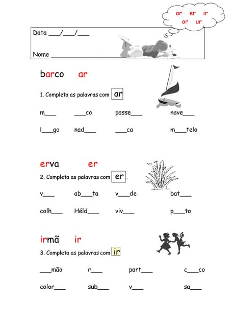 palavras com ar er ir or ur