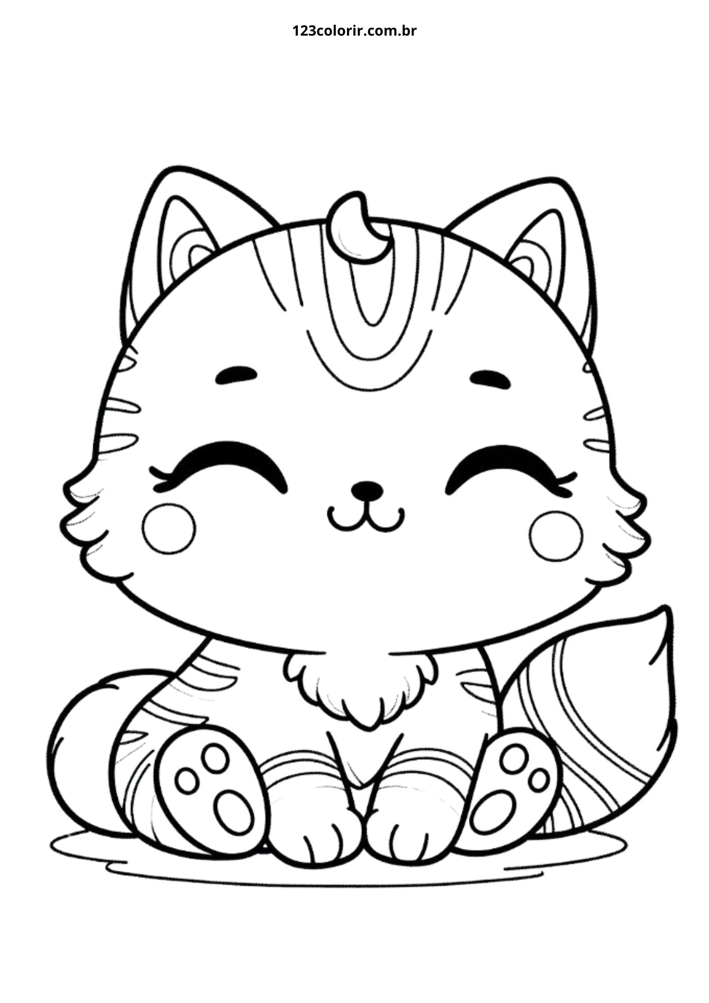 gatinho fofo desenho para colorir simples