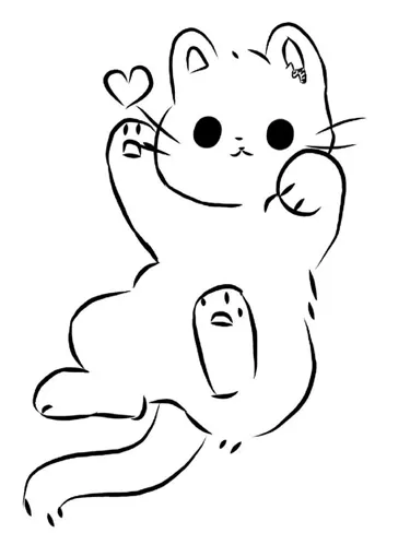 gatinho fofo desenho para colorir kawaii