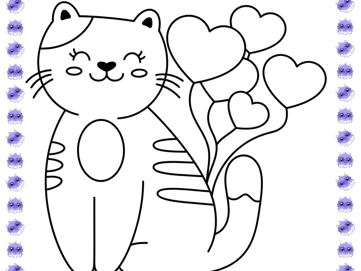 gatinho fofo desenho para colorir simples