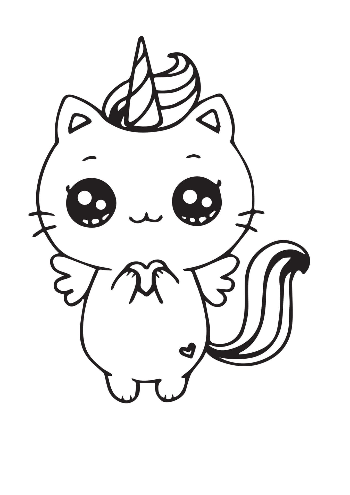 gatinho fofo desenho para colorir kawaii