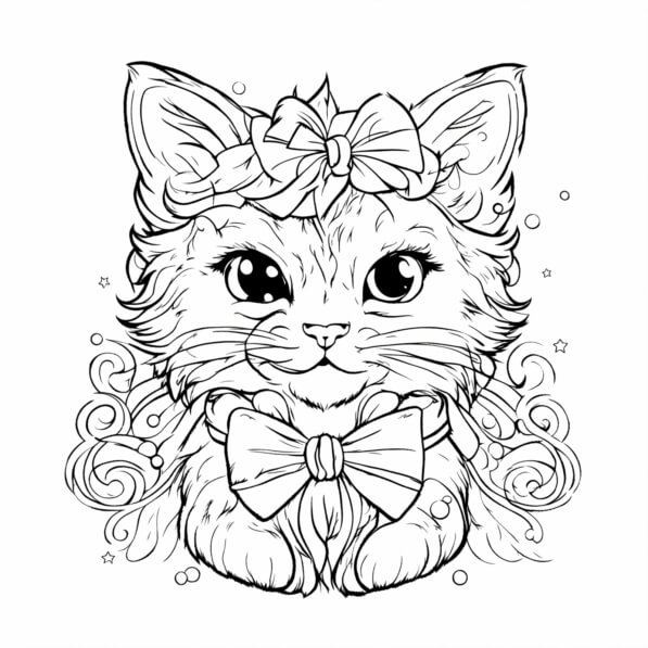 gatinho fofo desenho para colorir realista