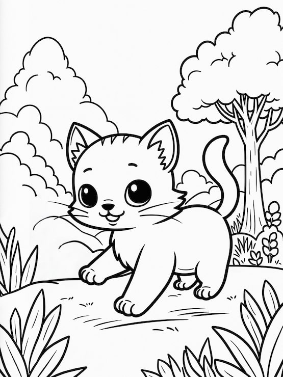 gatinho fofo desenho para colorir para imprimir