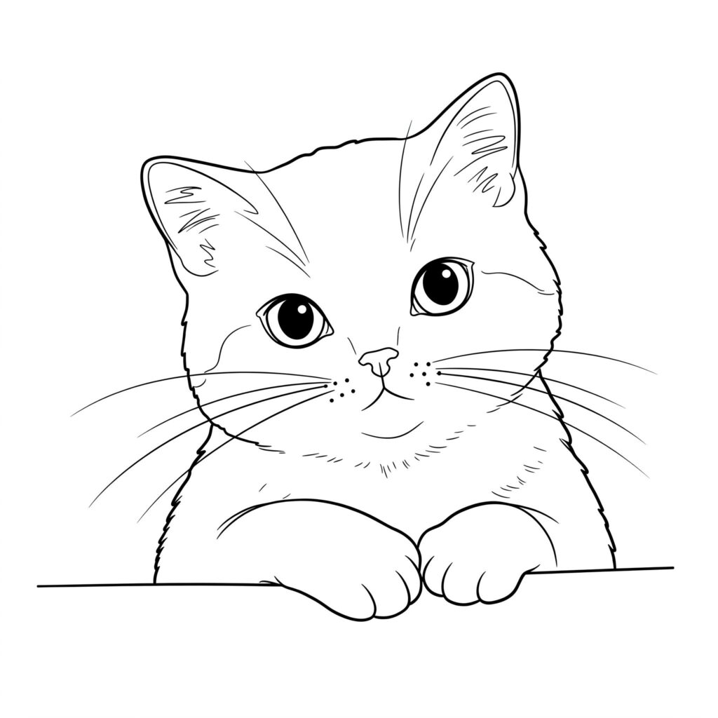 gatinho fofo desenho para colorir simples