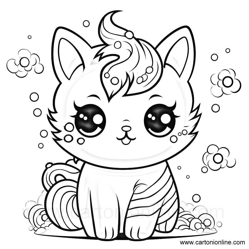 gatinho fofo desenho para colorir kawaii