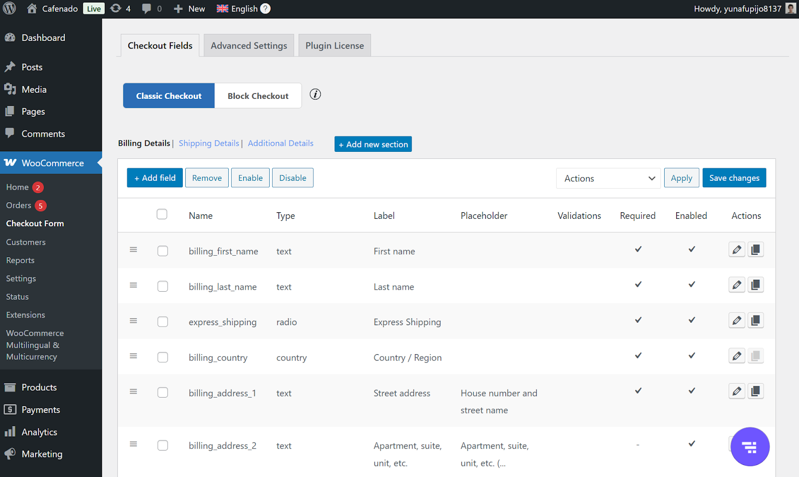 IA para otimizar a página de checkout para reduzir o número de campos