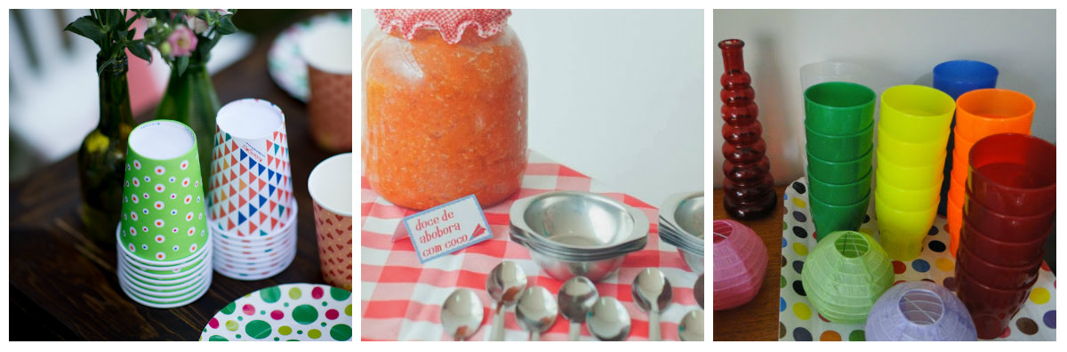 ideias criativas para organizar pratinhos e copos de festa