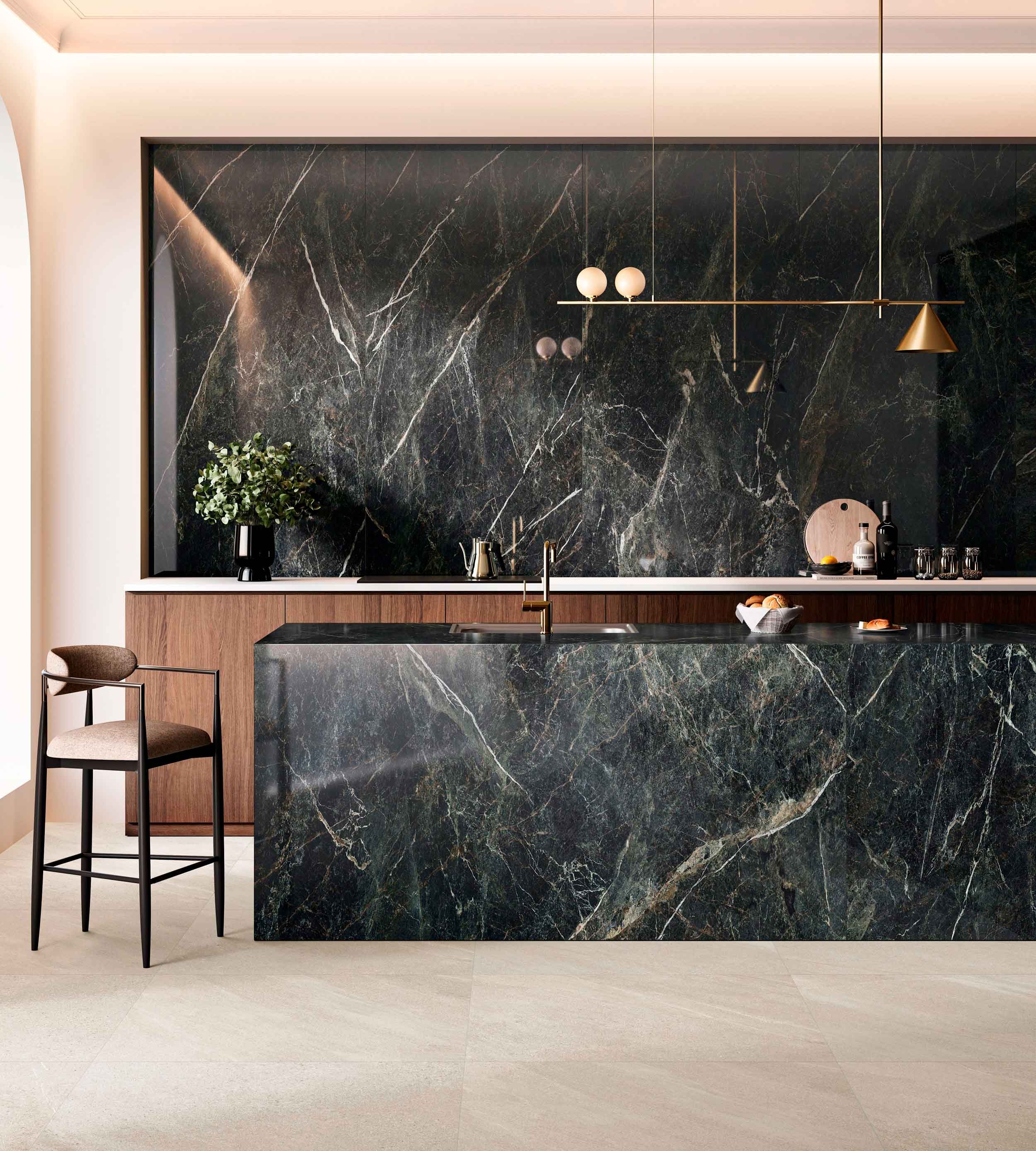 ideias de cozinha com bancada de porcelanato