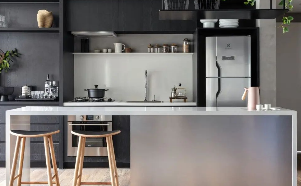 ideias de cozinha com bancada de porcelanato