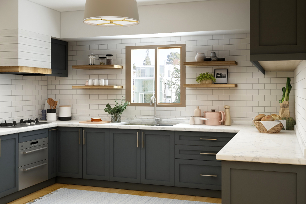 inspiração cozinha bancada porcelanato marmorizado